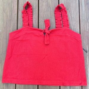 Madewell Red Ruffle Strap Tank Top